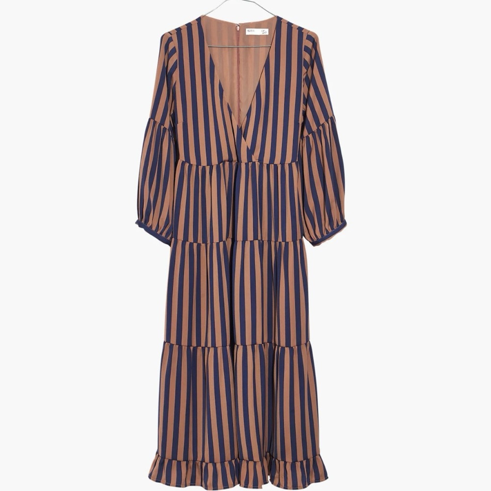 Madewell Striped Satin Midi Dress